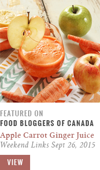 Apple Carrot Lemon Ginger Juice | Food Bloggers of Canada Weekend Links for September 26, 2015 Recipe Feature // JustineCelina.com