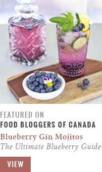 Blueberry Lemon & Cucumber Gin Mojitos featured on The Food Bloggers of Canada // JustineCelina.com
