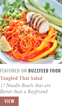 Tangled Thai Salad with Ginger Peanut Sauce | 17 Mouthwatering Noodle Bowls that are better than a Boyfriend | BuzzFeedFood Community Post Recipe Feature // JustineCelina.com