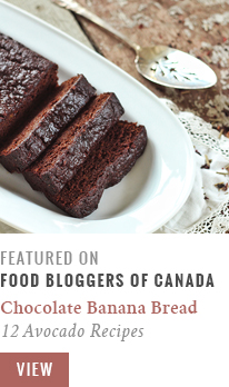 Featured on Food Bloggers of Canada // Decadent Dark Chocolate Banana Bread | 15 avocado recipes that aren’t smoothies