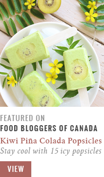 Golden Kiwi Piña Colada Popsicles featured on The Food Bloggers of Canada // JustineCelina.com