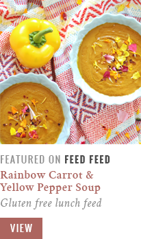 Featured Work | Rainbow Carrot & Yellow Pepper Soup | FeedFeed Gluten Free Lunch Feed // JustineCelina.com