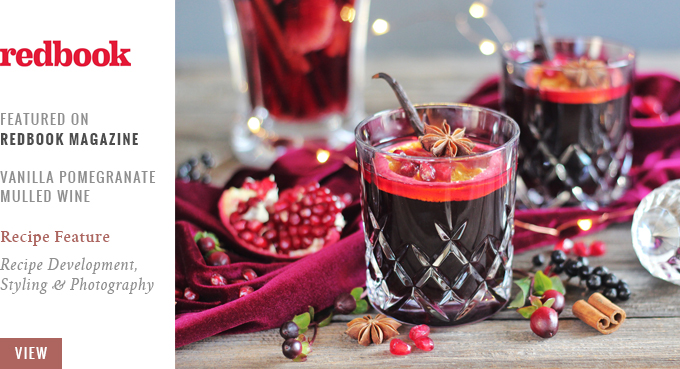 Vanilla Pomegranate Mulled Wine featured on Redbook Magazine // JustineCelina.com