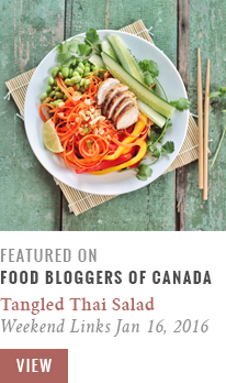 Featured Work | Tangled Thai Salad with Ginger Peanut Sauce | Food Bloggers of CanadaWeekend Links: 10 Ginger Recipes To Make For Dinner // JustineCelina.com