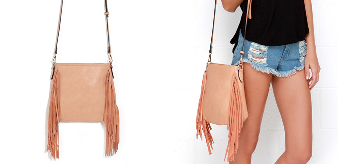 For the Frill of It Peach Fringe Purse