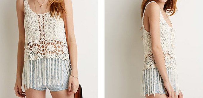 Sunburst Crochet Fringe Tank