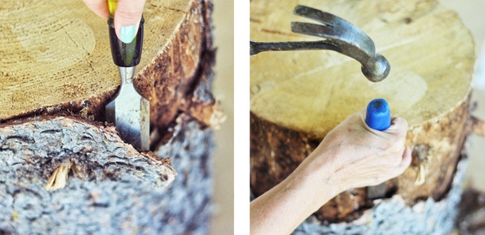 DIY | Natural Tree Stump Side Table How To // JustineCelina.com