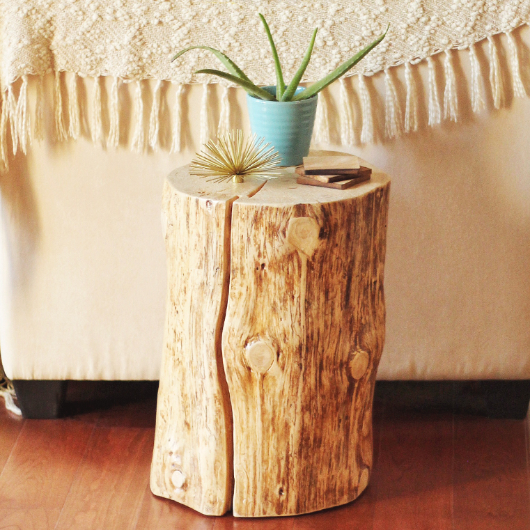 DIY | Natural Tree Stump Side Table // JustineCelina.com
