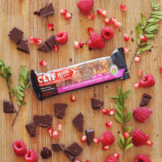 Clif Dark Chocolate Pomegranate Raspberry Organic Trail Mix Bar Review // JustineCelina.com