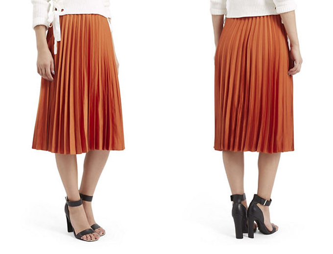 Colour Crush | Rust | Satin Pleated Midi Skirt Topshop // JustineCelina.com