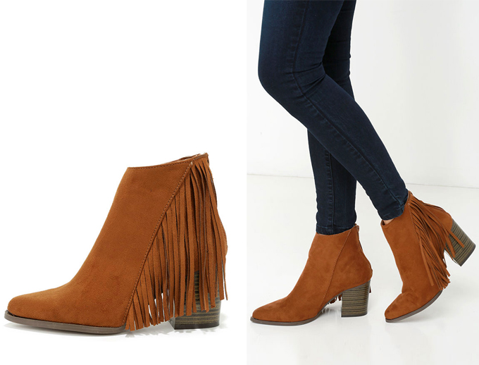 Colour Crush | Rust | Country Glamour Dark Rust Fringe Booties Lulu*s // JustineCelina.com