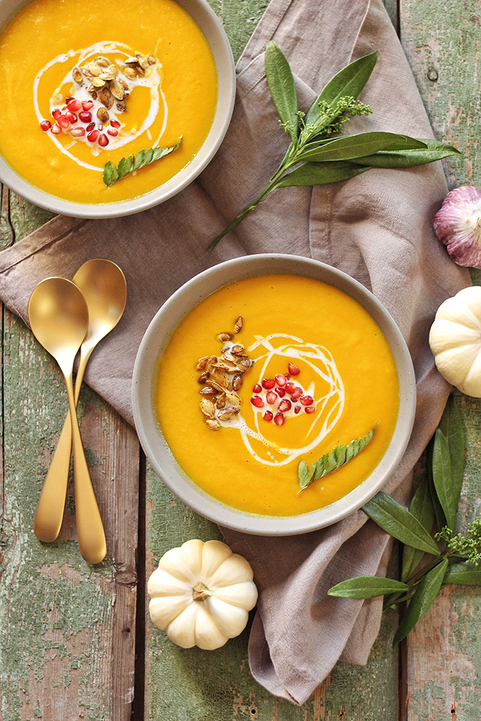 Autumn Harvest Soup with Roasted Squash Seeds // JustineCelina.com