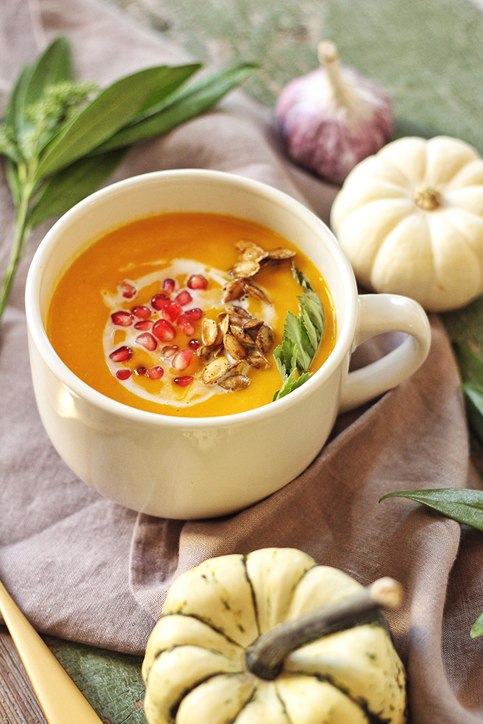 Autumn Harvest Soup with Roasted Squash Seeds // JustineCelina.com