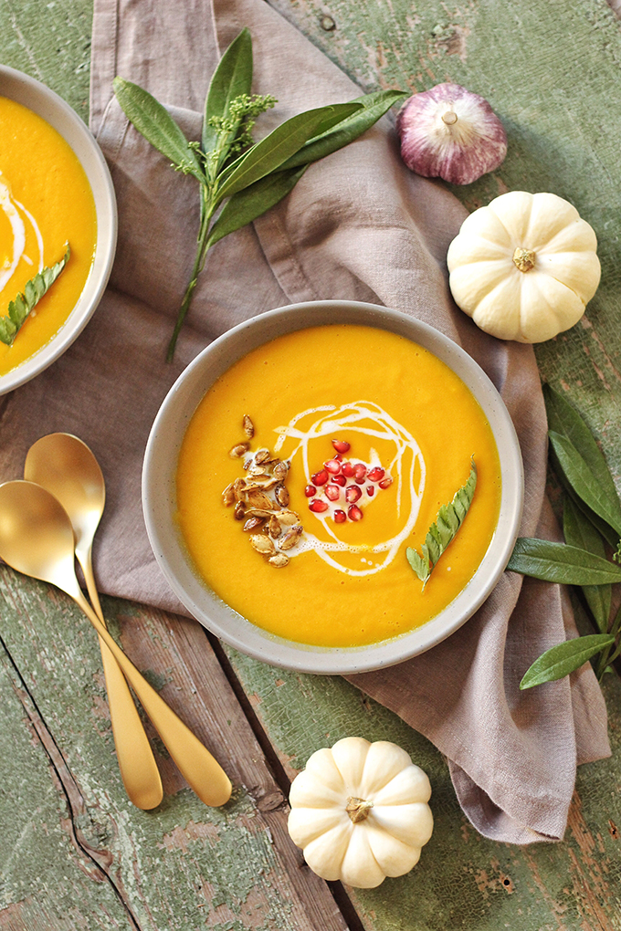 Autumn Harvest Soup with Roasted Squash Seeds // JustineCelina.com