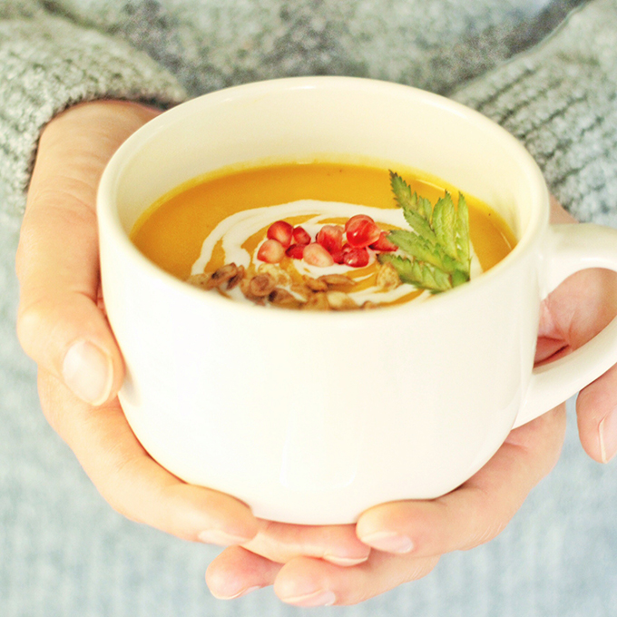 Autumn Harvest Soup with Roasted Squash Seeds // JustineCelina.com 