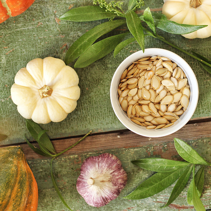 Autumn Harvest Soup with Roasted Squash Seeds // JustineCelina.com