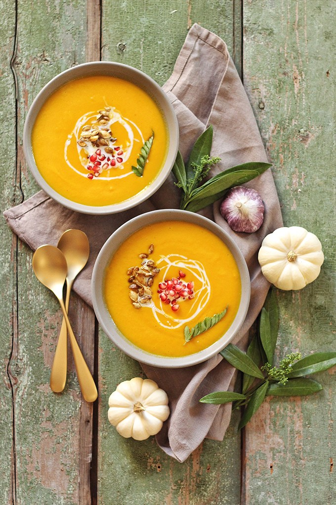 Autumn Harvest Soup with Roasted Squash Seeds // JustineCelina.com