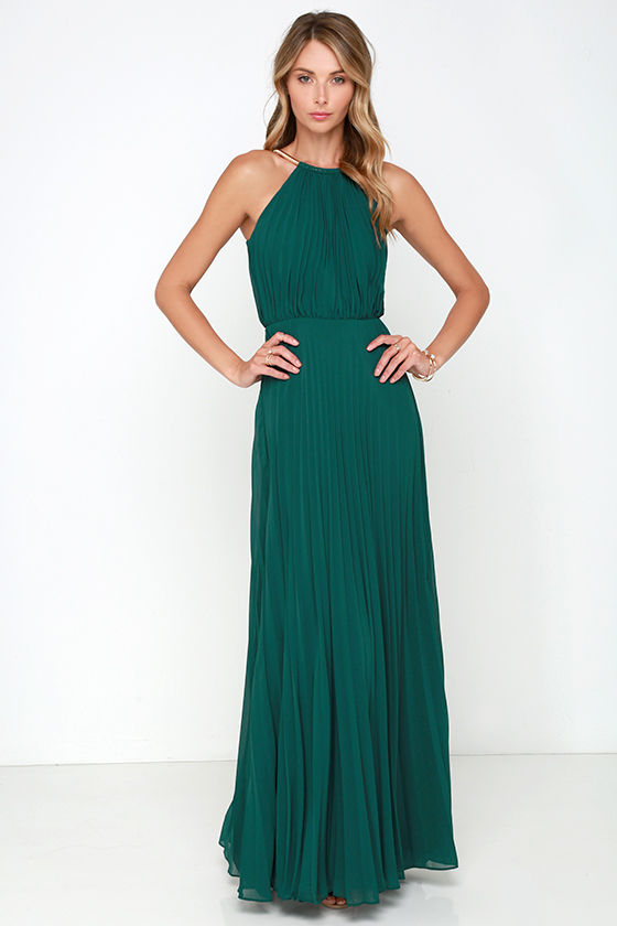 Bariano Melissa Dark Green Maxi Dress Lulus.com