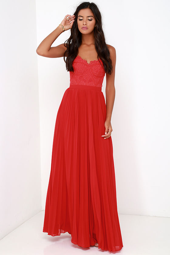 Bariano Come Quick Cupid Red Strapless Lace Maxi Dress Lulus.com