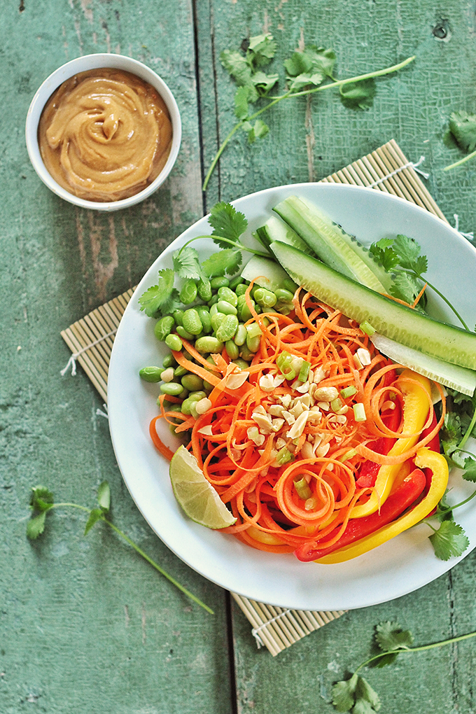 Tangled Thai Salad with Ginger Peanut Sauce // JustineCelina.com