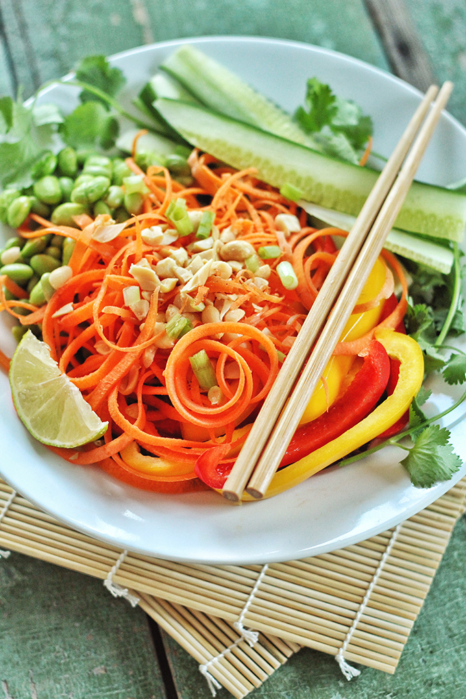 Tangled Thai Salad with Ginger Peanut Sauce // JustineCelina.com