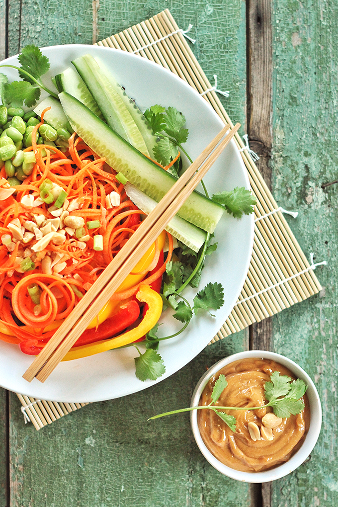 Tangled Thai Salad with Ginger Peanut Sauce // JustineCelina.com