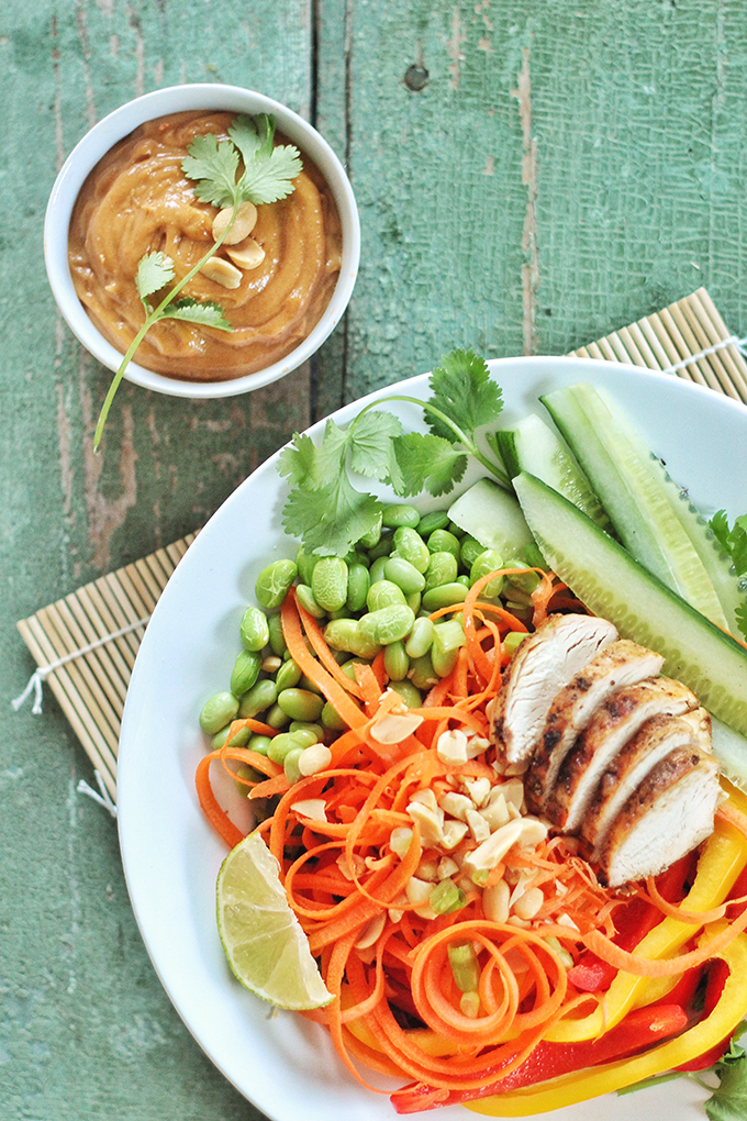 Tangled Thai Salad with Ginger Peanut Sauce // JustineCelina.com
