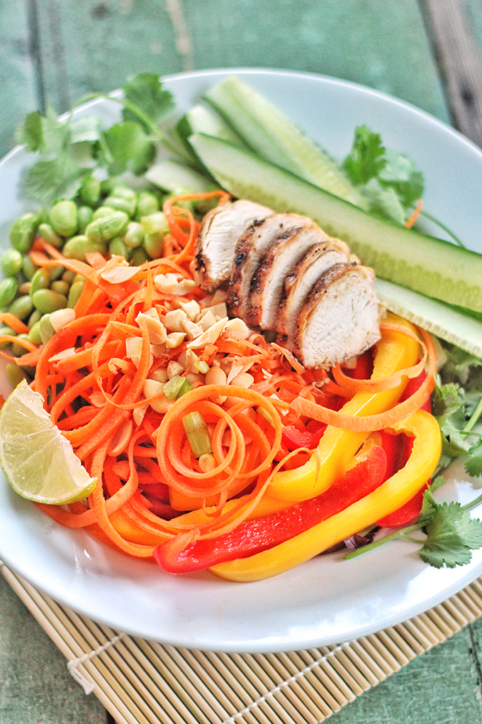 Tangled Thai Salad with Ginger Peanut Sauce // JustineCelina.com