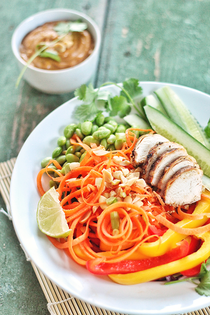 Tangled Thai Salad with Ginger Peanut Sauce // JustineCelina.com