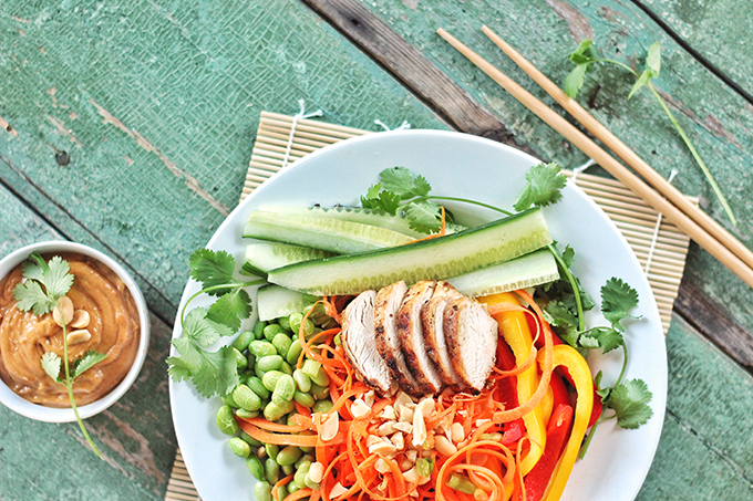 Tangled Thai Salad with Ginger Peanut Sauce // JustineCelina.com