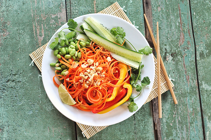 Tangled Thai Salad with Ginger Peanut Sauce // JustineCelina.com