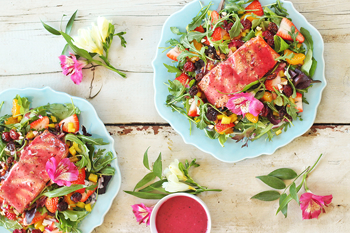 Pomegranate Hibiscus Salmon Salad | Recipe Creation for Litehouse Foods // JustineCelina.com