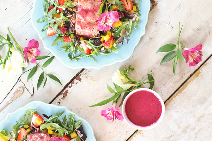 Pomegranate Hibiscus Salmon Salad | Recipe Creation for Litehouse Foods // JustineCelina.com