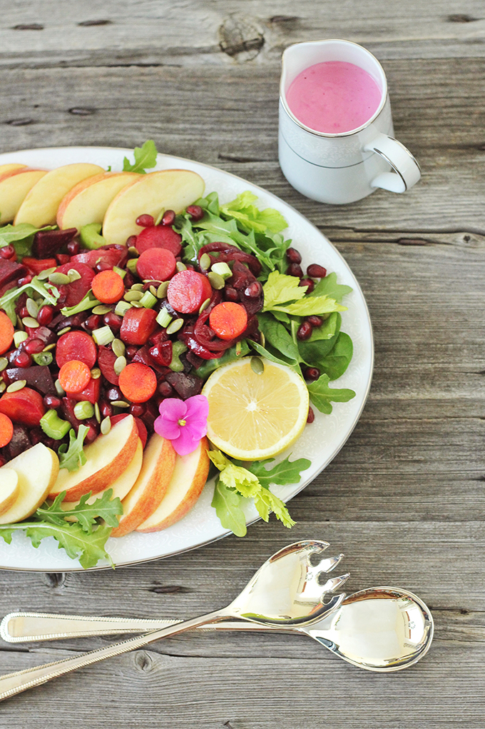 New Year Detox Salad with Pink Tahini Dressing // JustineCelina.com