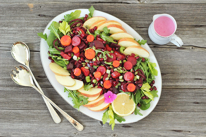 New Year Detox Salad with Pink Tahini Dressing // JustineCelina.com