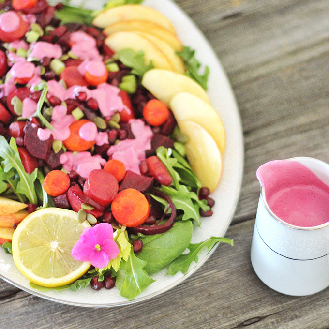 New Year Detox Salad with Pink Tahini Dressing // JustineCelina.com