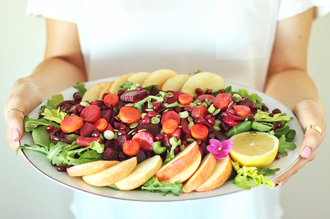 New Year Detox Salad with Pink Tahini Dressing // JustineCelina.com