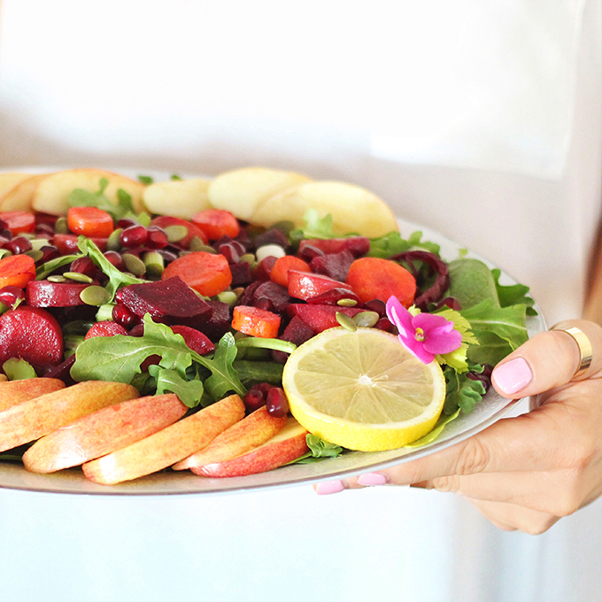 New Year Detox Salad with Pink Tahini Dressing // JustineCelina.com