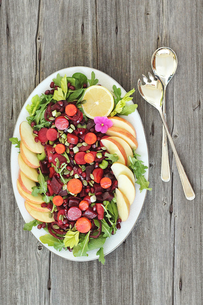 New Year Detox Salad with Pink Tahini Dressing // JustineCelina.com