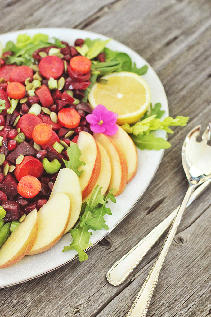 New Year Detox Salad with Pink Tahini Dressing // JustineCelina.com