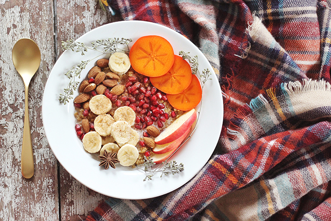 Winter Breakfast Bowl with Pumpkin Spice Steel Cut Oats // JustineCelina.com