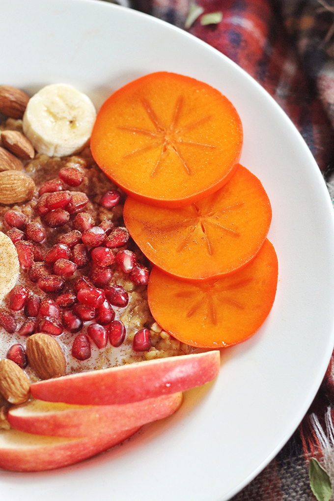 Winter Breakfast Bowl with Pumpkin Spice Steel Cut Oats // JustineCelina.com