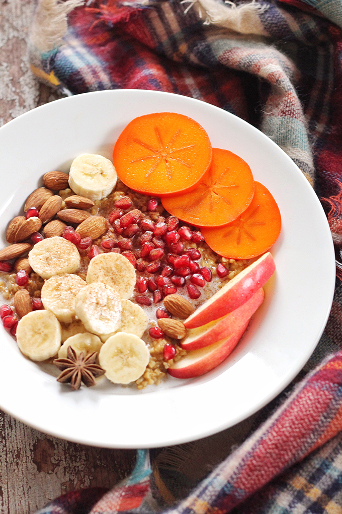 Winter Breakfast Bowl with Pumpkin Spice Steel Cut Oats // JustineCelina.com