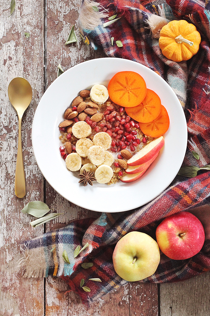 Winter Breakfast Bowl with Pumpkin Spice Steel Cut Oats // JustineCelina.com