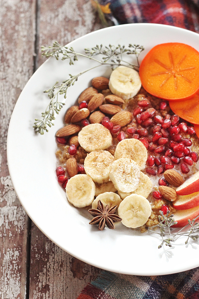 Winter Breakfast Bowl with Pumpkin Spice Steel Cut Oats // JustineCelina.com