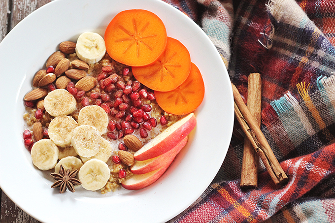 Winter Breakfast Bowl with Pumpkin Spice Steel Cut Oats // JustineCelina.com