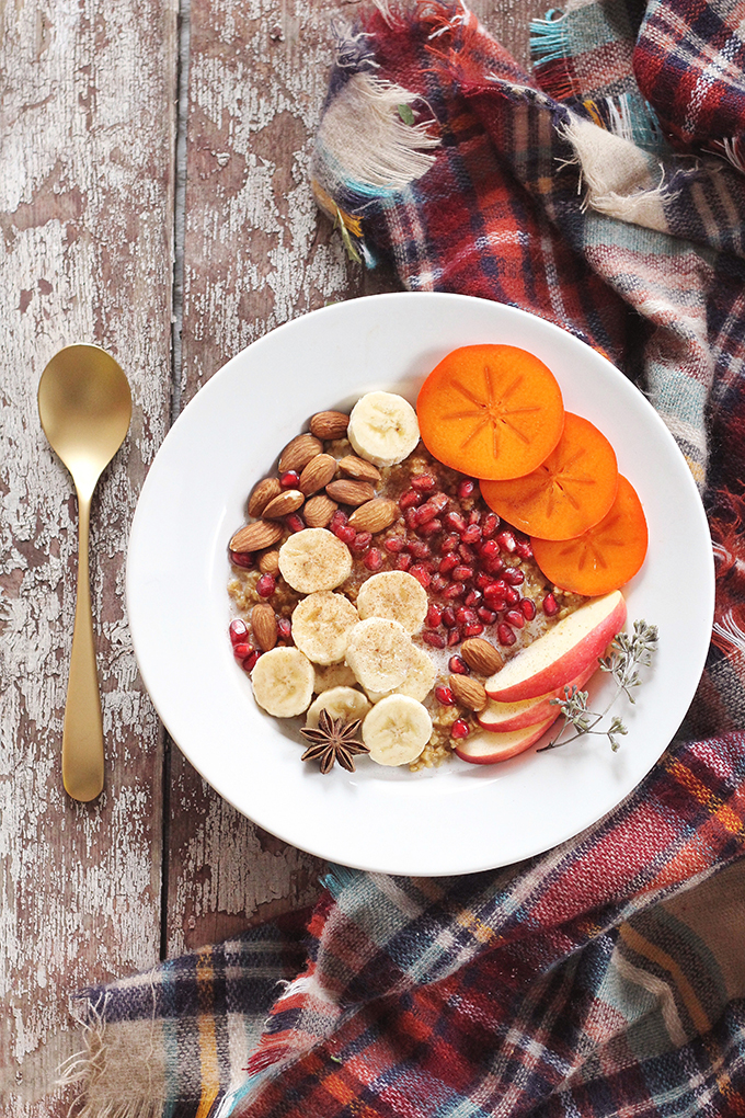 Winter Breakfast Bowl with Pumpkin Spice Steel Cut Oats // JustineCelina.com