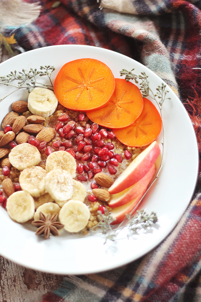 Winter Breakfast Bowl with Pumpkin Spice Steel Cut Oats // JustineCelina.com