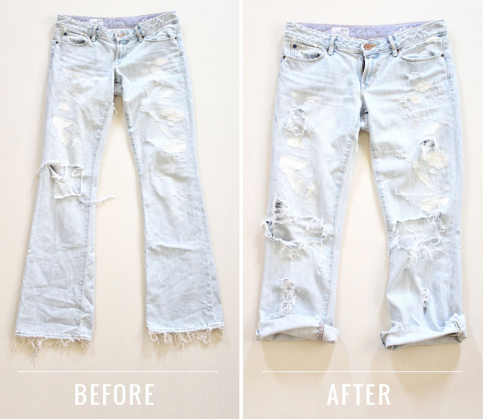 DIY | Distressed Boyfriend Jeans Before & After Photos