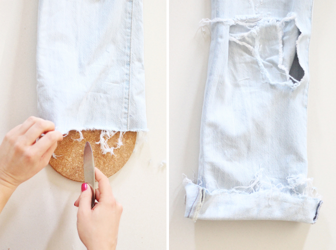 DIY | Distressed Boyfriend Jeans Step by Step Instructions